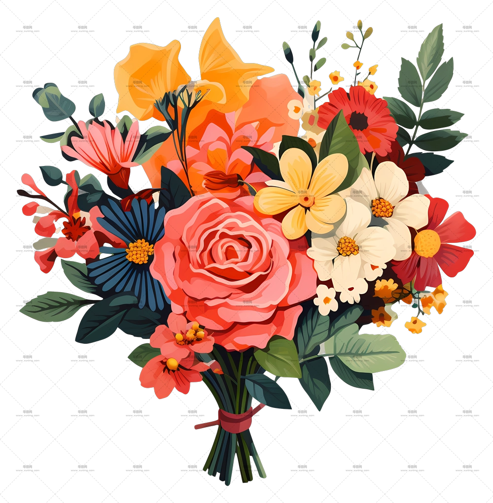 手绘花艺 – 精美多彩花束PNG免抠图预览图