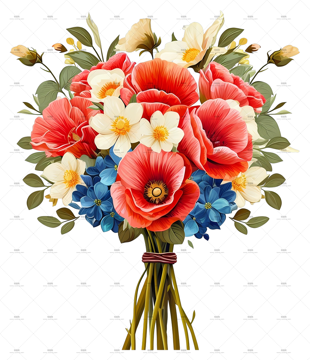 淡彩花卉布置 – 美丽的花束PNG免抠图预览图