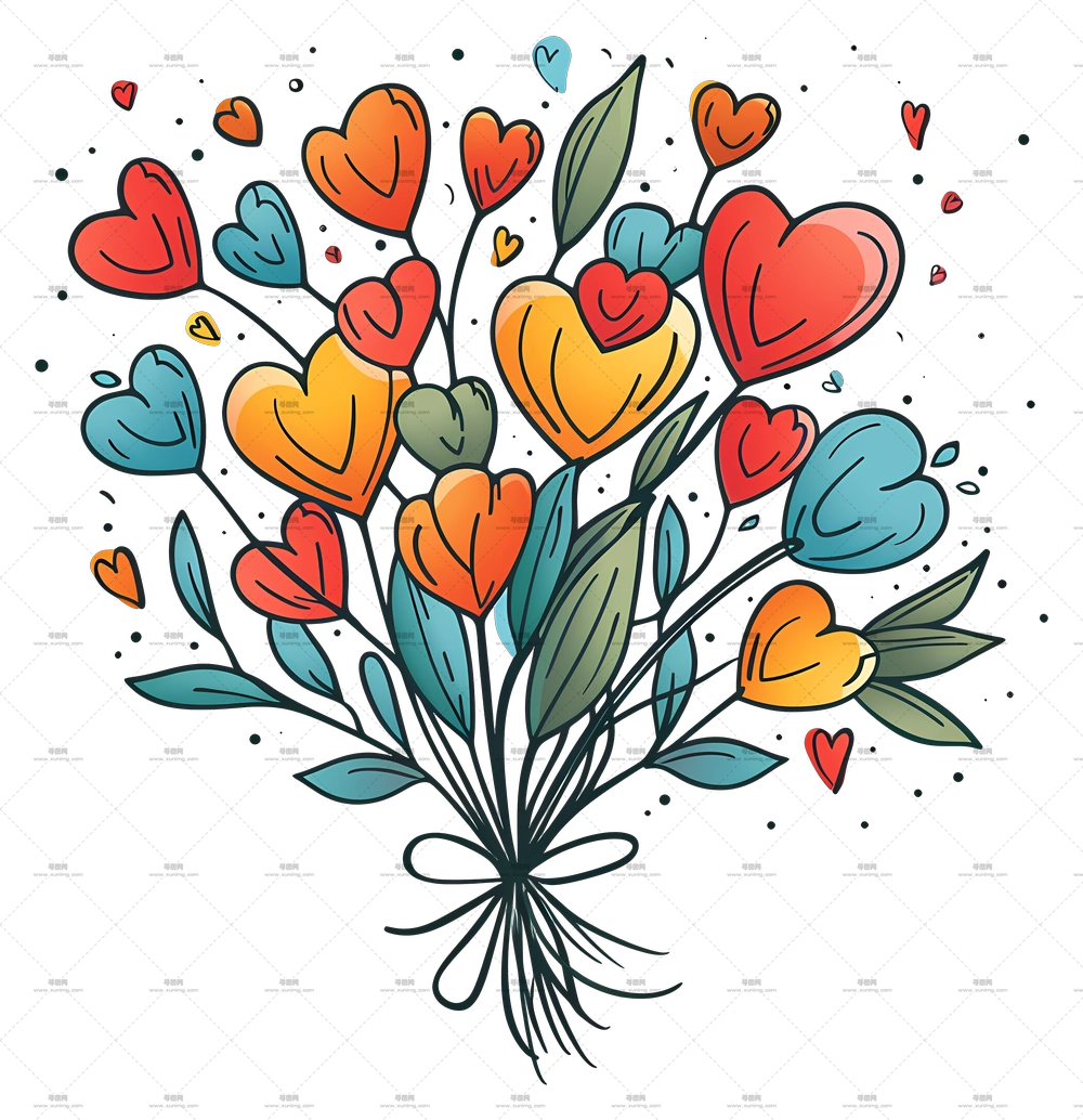 心形花束插画PNG免抠图预览图