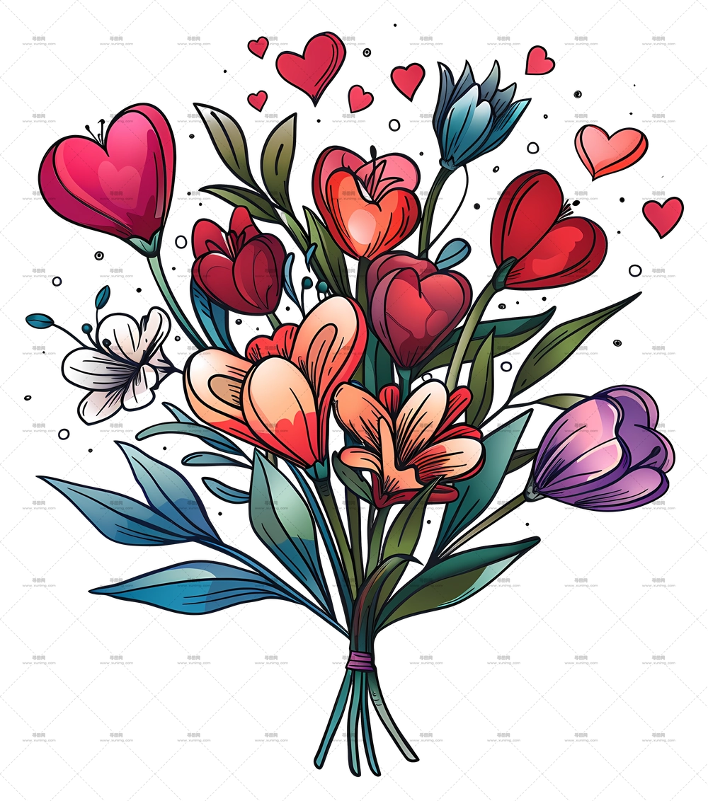 浪漫心形装饰花束PNG免抠图预览图 浪漫心形装饰花束PNG免抠图预览图