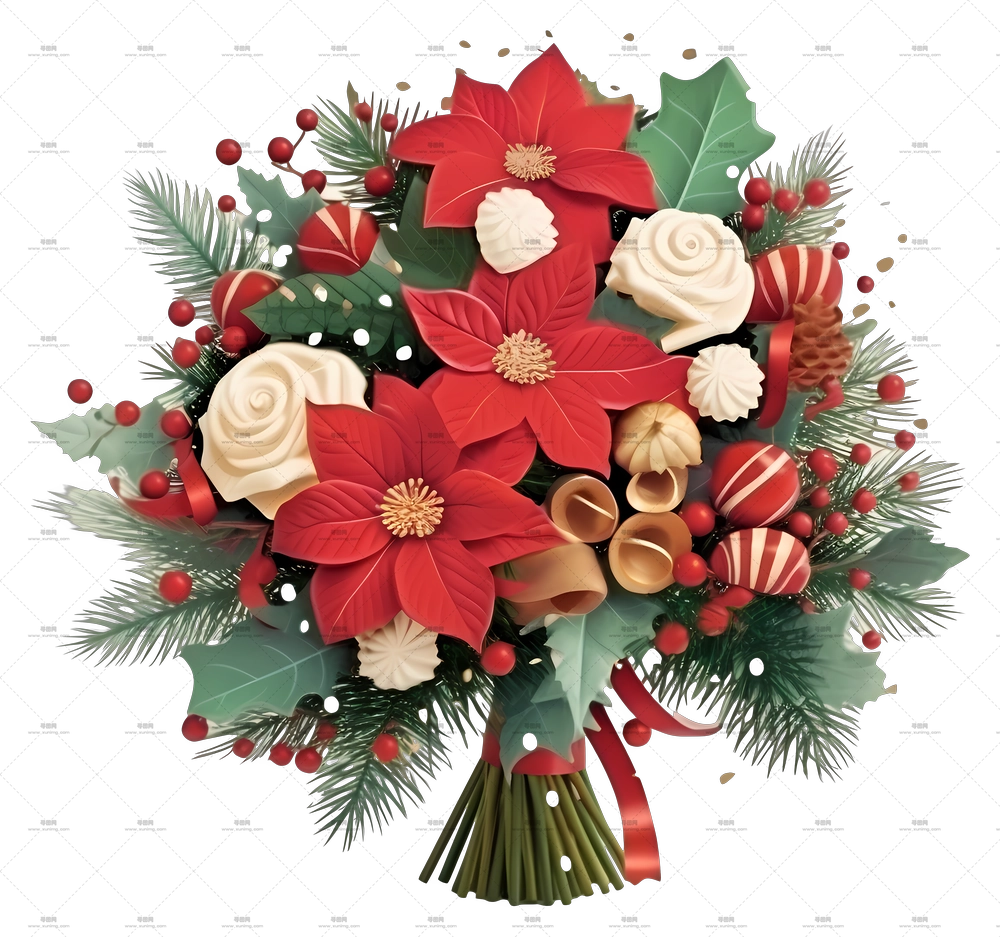 圣诞一品红花艺布置PNG免抠图预览图