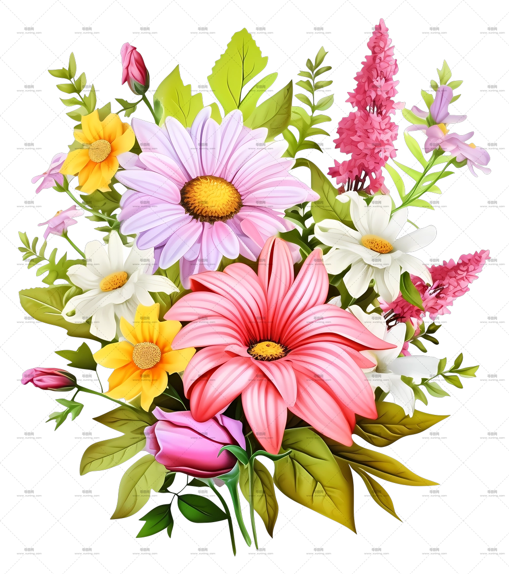色彩缤纷的鲜花花艺PNG免抠图预览图