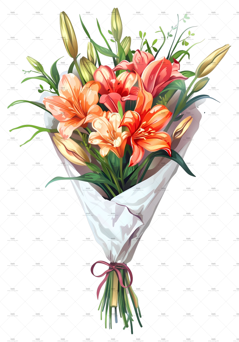 带有百合的花束PNG免抠图预览图