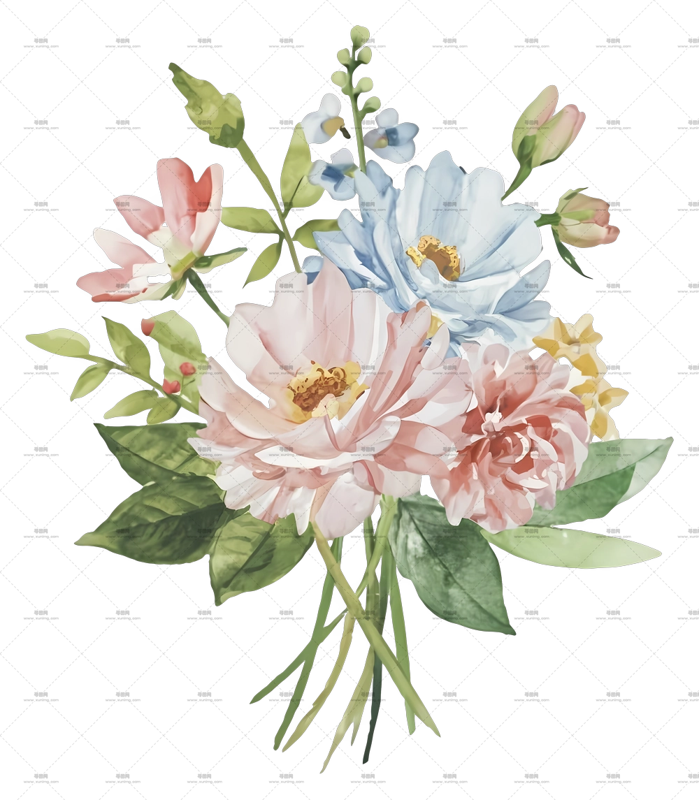 水彩花卉花束插画PNG免抠图预览图