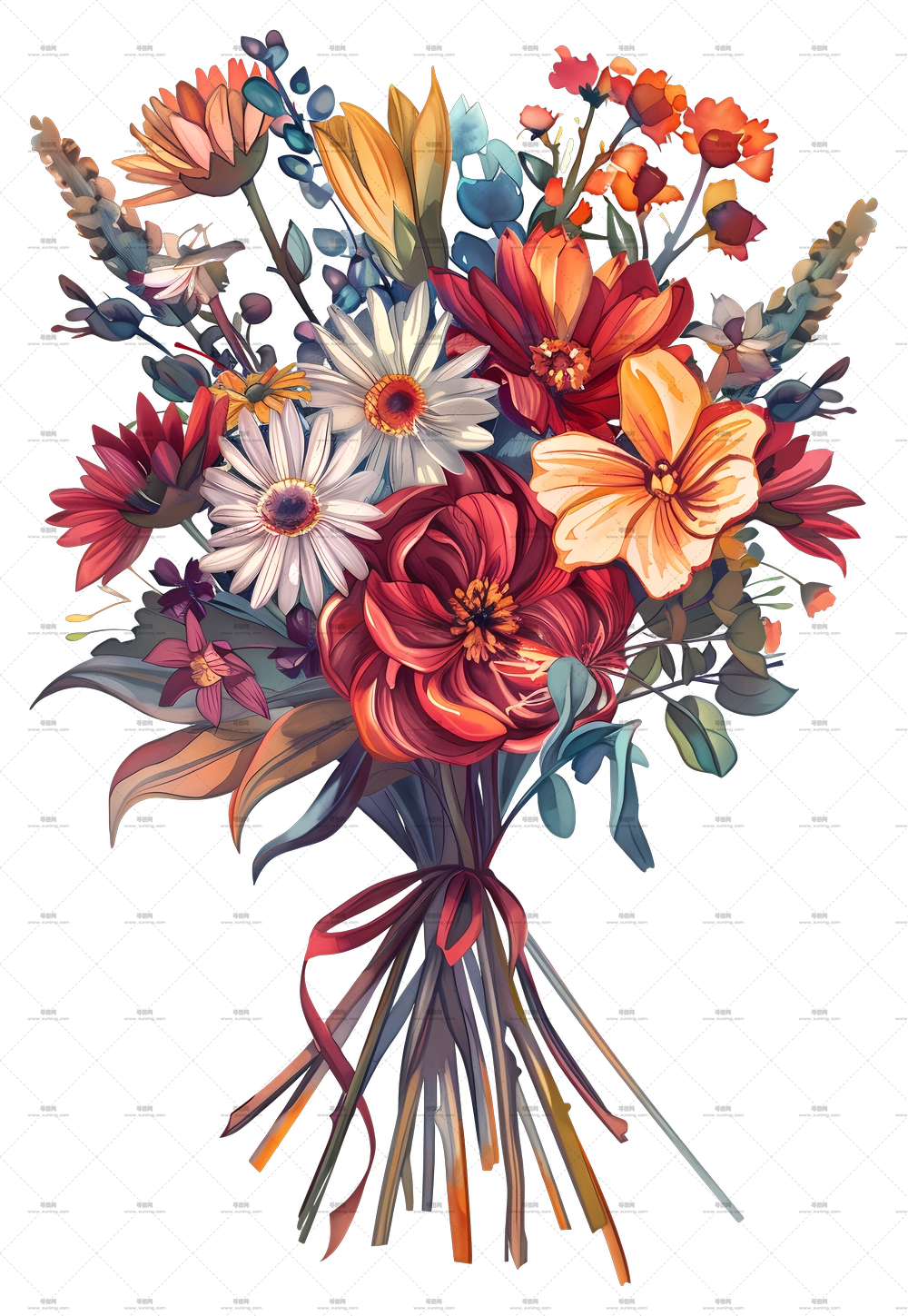 多彩花卉花束PNG免抠图预览图 多彩花卉花束PNG免抠图预览图