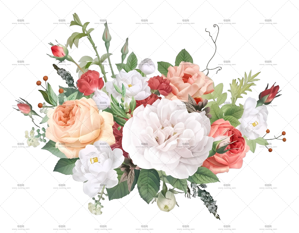 淡雅色系优雅花束PNG免抠图预览图