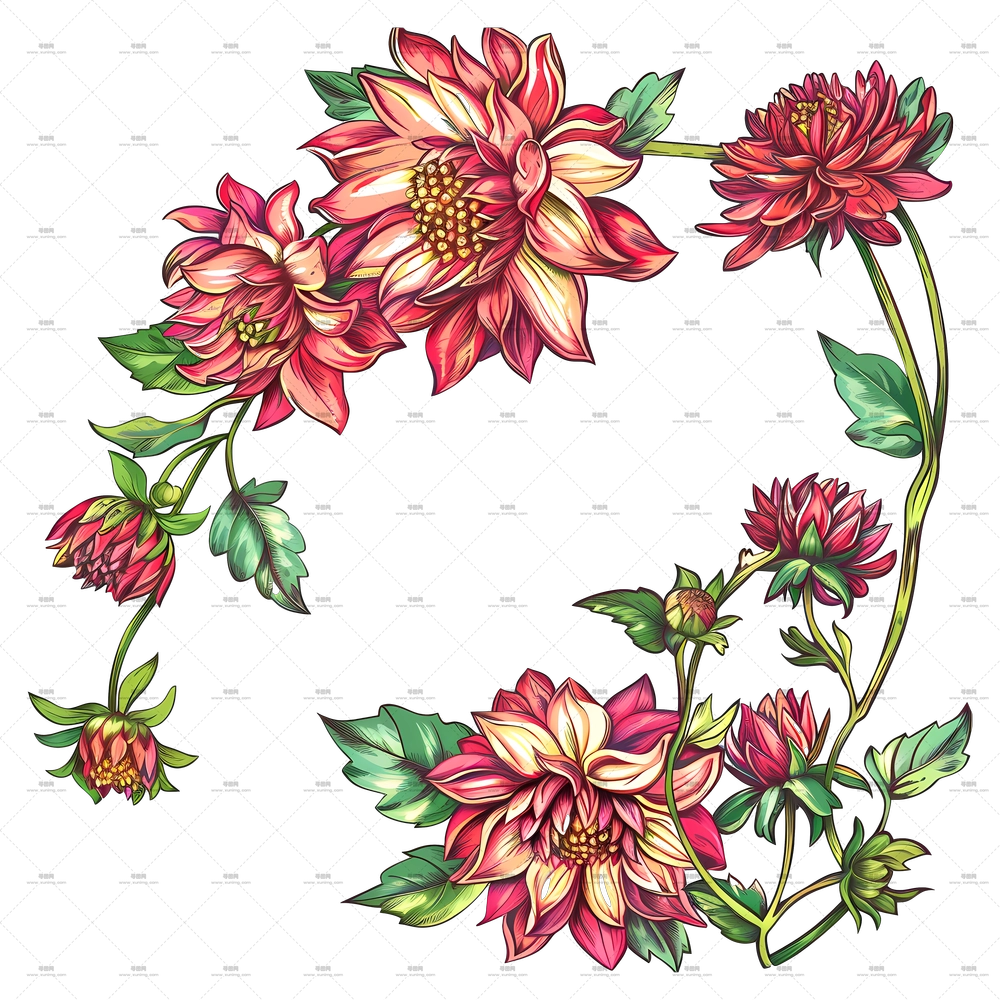 红色大丽花PNG免抠图预览图