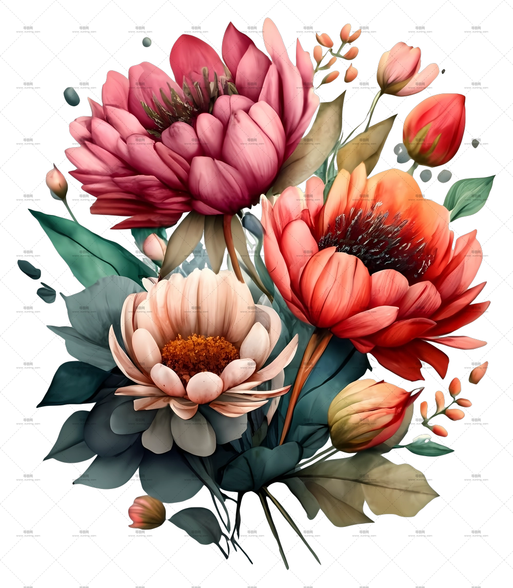 精美的花卉布置插图PNG免抠图预览图