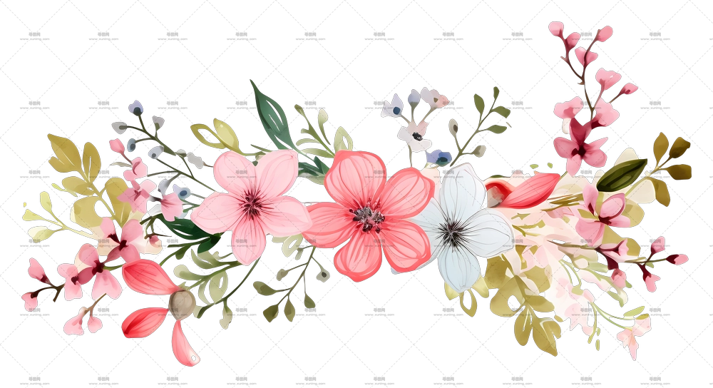 精致的花卉布置插图PNG免抠图预览图