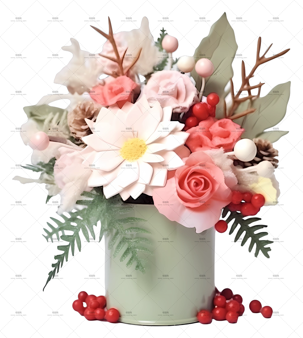 瓶中人造花束PNG免抠图预览图
