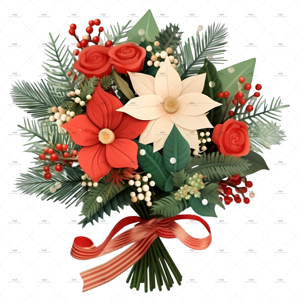 节日圣诞花卉花束PNG免抠图预览图