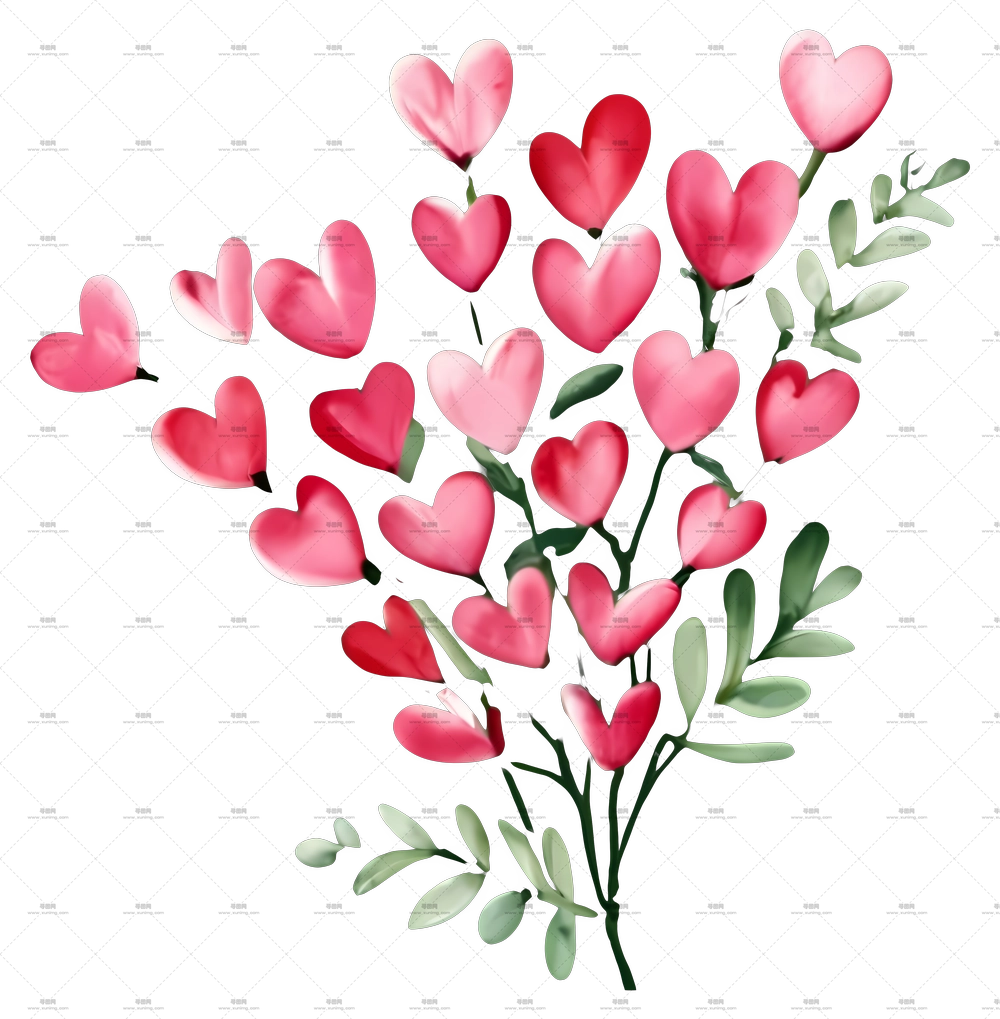 粉色心形花朵，适合浪漫装饰PNG免抠图预览图