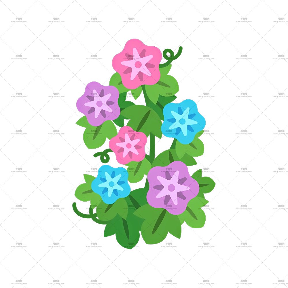 花园中盛开的彩色花朵PNG免抠图预览图 花园中盛开的彩色花朵PNG免抠图预览图