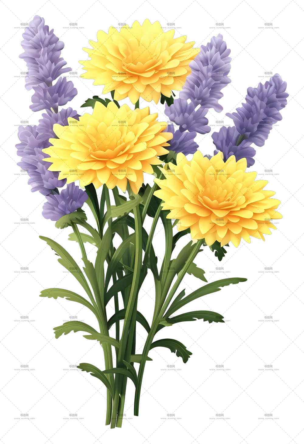 黄色和紫色花朵PNG免抠图预览图 黄色和紫色花朵PNG免抠图预览图