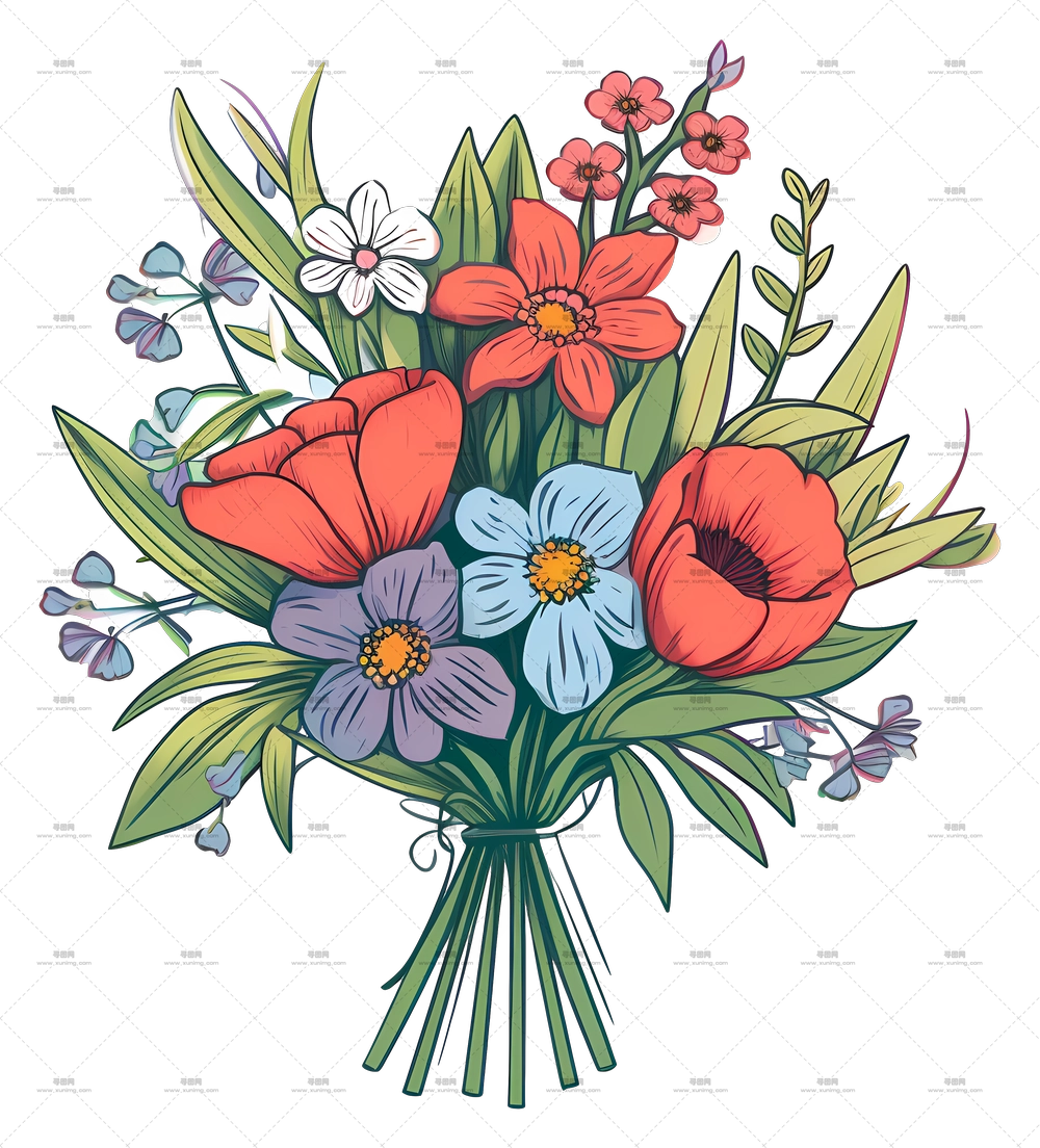 精心挑选的鲜艳花束PNG免抠图预览图