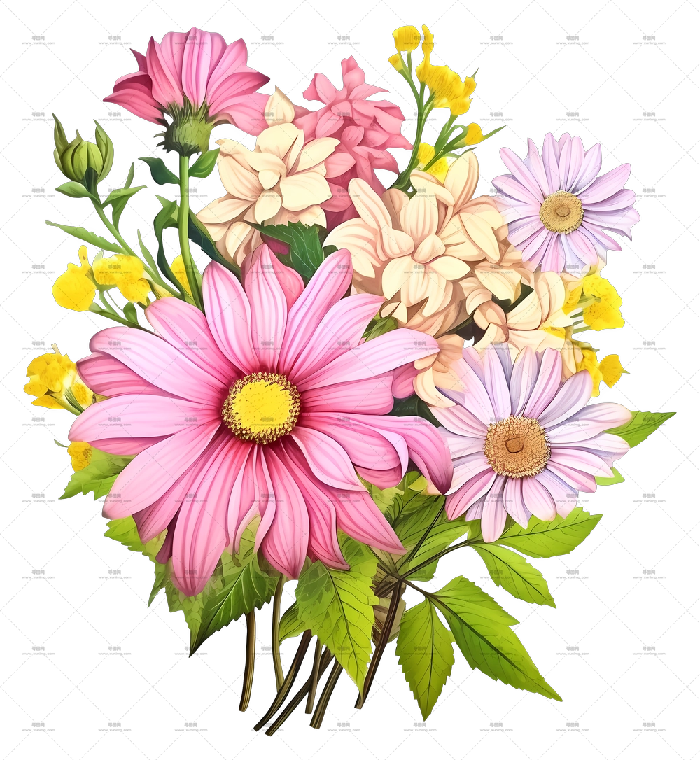 鲜艳花朵插画PNG免抠图预览图