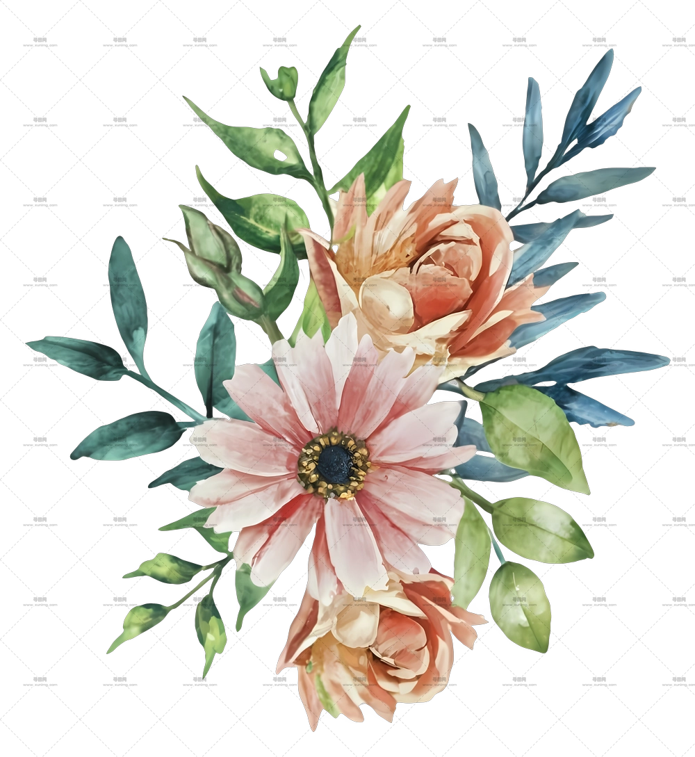 水彩花卉花束装饰PNG免抠图预览图
