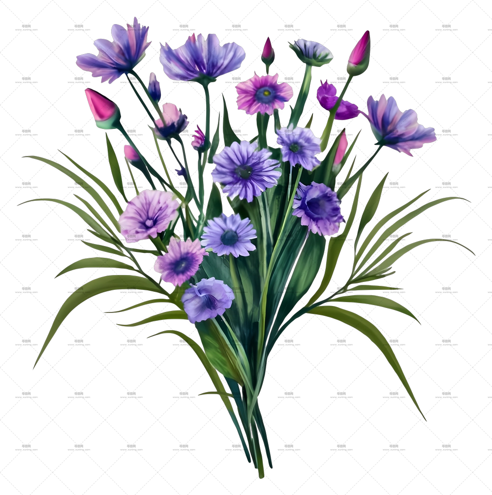 紫色花朵花束PNG免抠图预览图