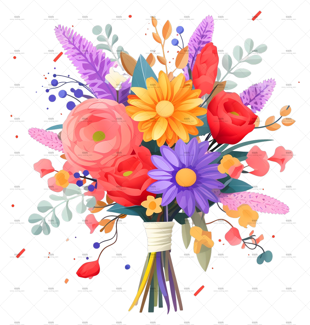 适合特殊场合的多彩花卉束PNG免抠图预览图
