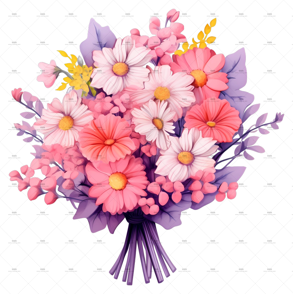 精致设计粉色花卉花束PNG免抠图预览图