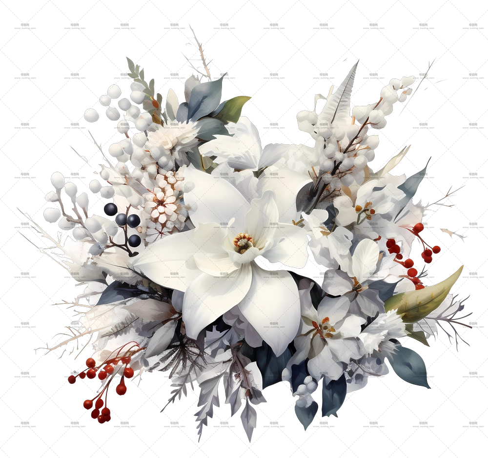 白色花朵花束PNG免抠图预览图