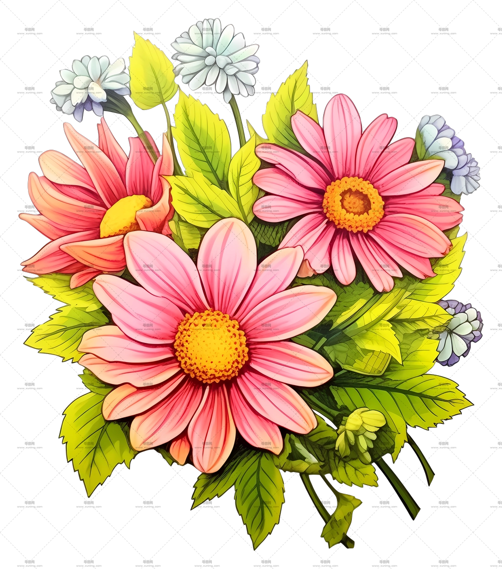 雏菊花束插画PNG免抠图预览图