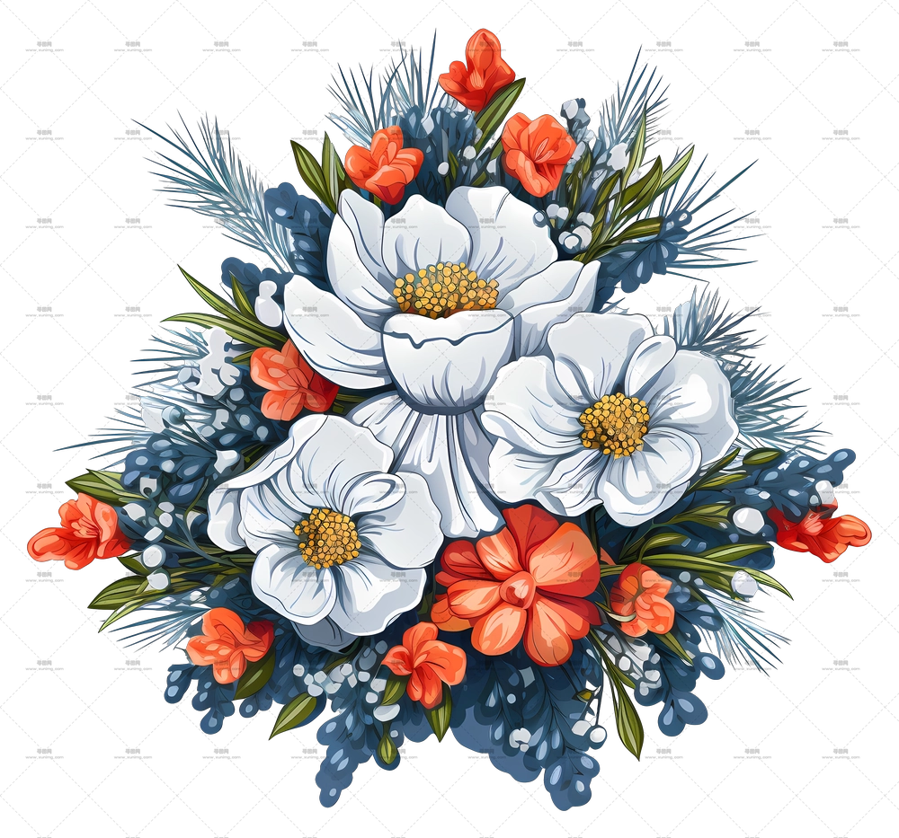 美丽的白橙花束PNG免抠图预览图