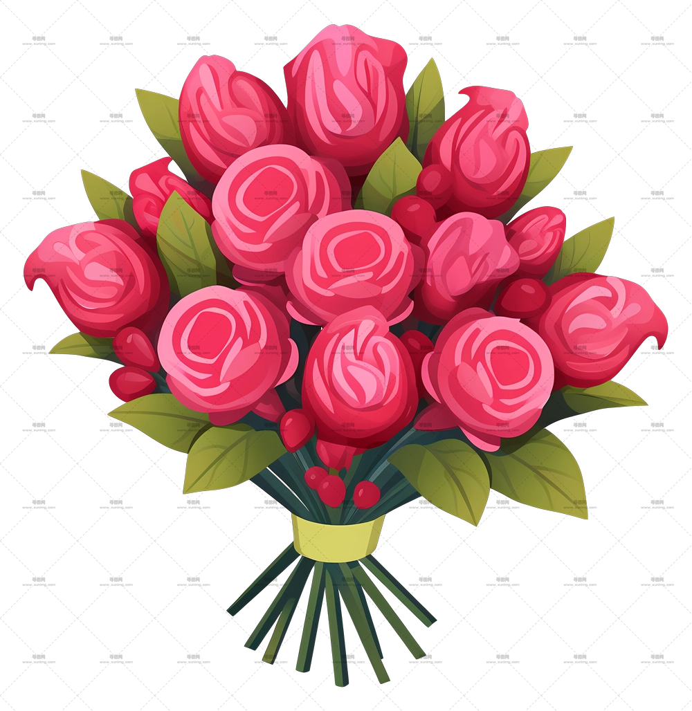 粉色玫瑰花束，适合浪漫场合PNG免抠图预览图