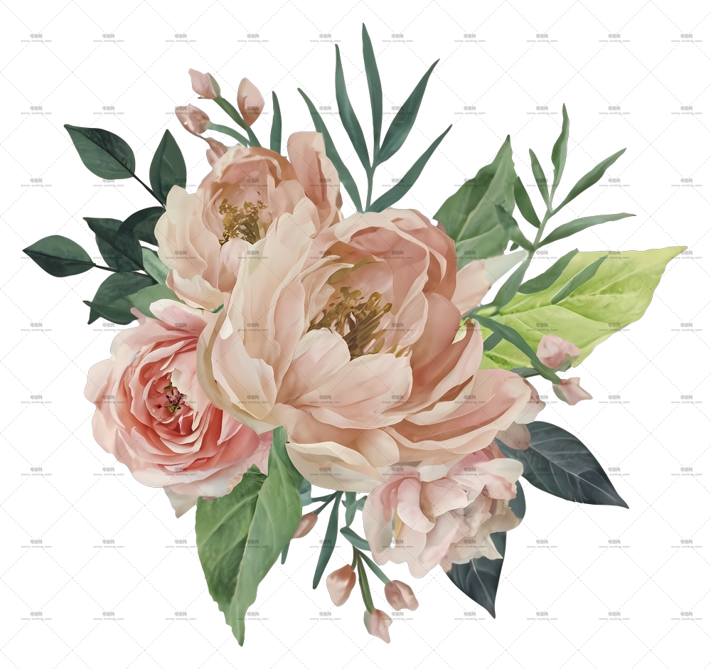 精美的粉白色花束PNG免抠图预览图