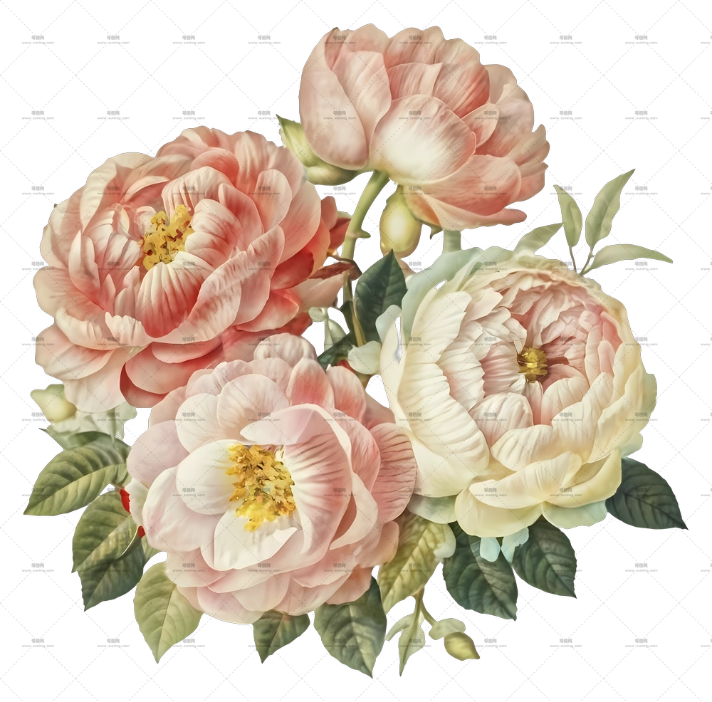 优雅复古玫瑰花束PNG免抠图预览图