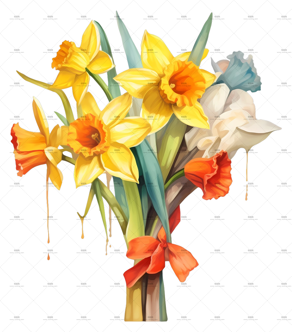 明亮黄色郁金香花束PNG免抠图预览图