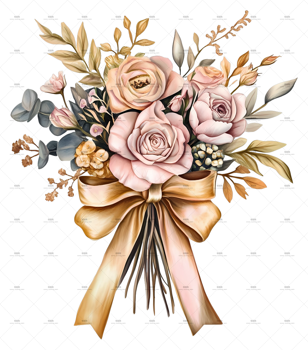 生日鲜花 – 带丝带的花束PNG免抠图预览图 生日鲜花 – 带丝带的花束PNG免抠图预览图