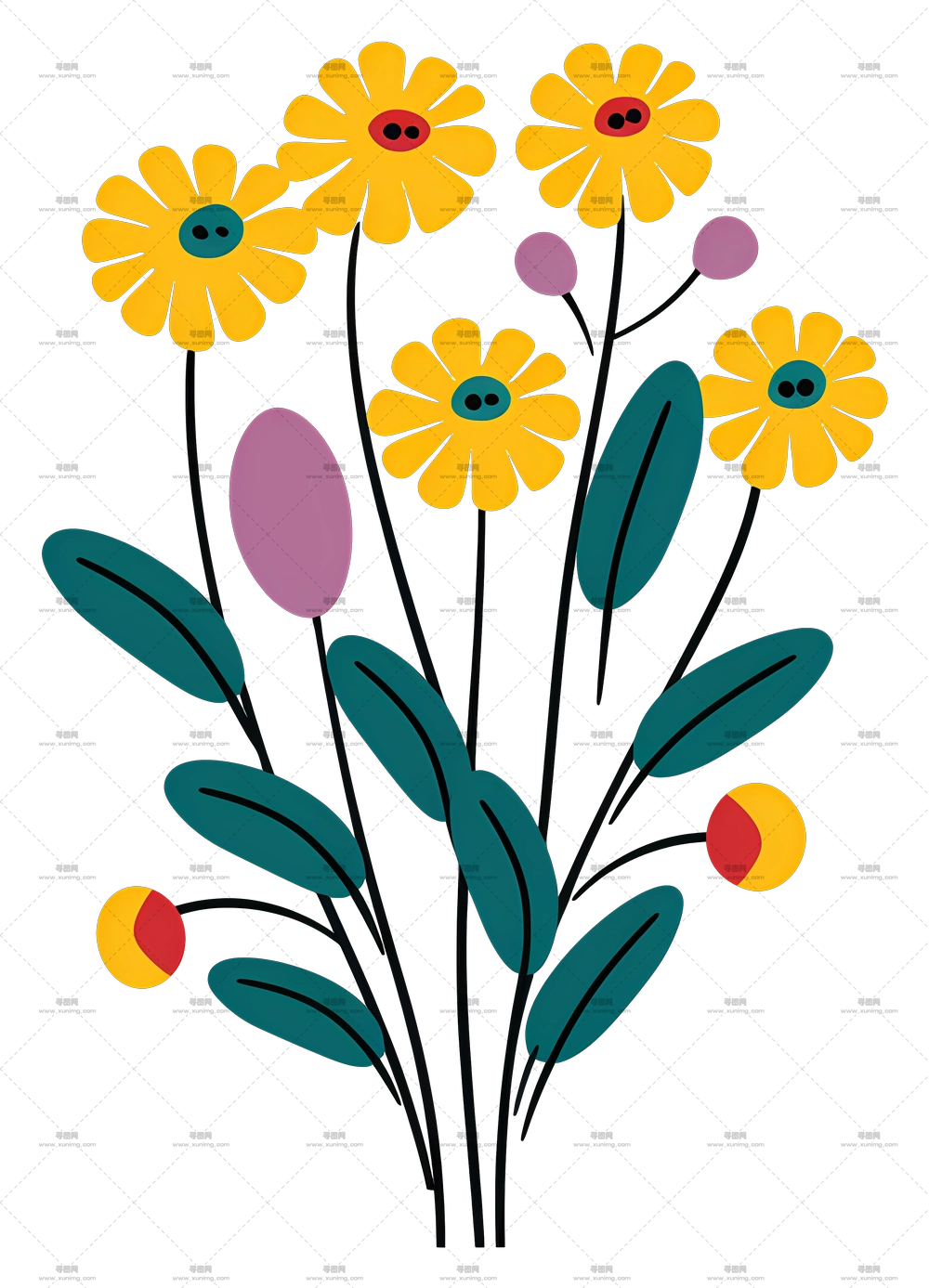 黄色花朵花束PNG免抠图预览图