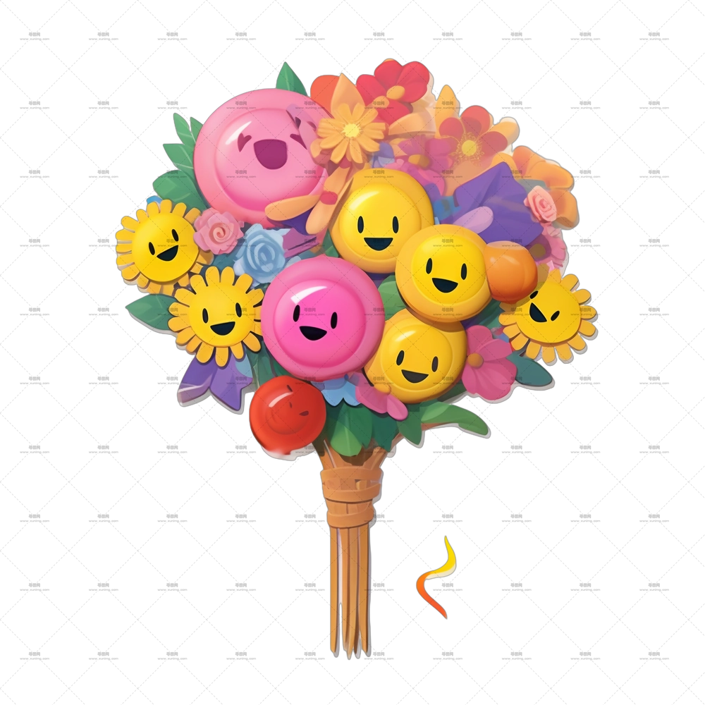 开心微笑花朵花束PNG免抠图预览图