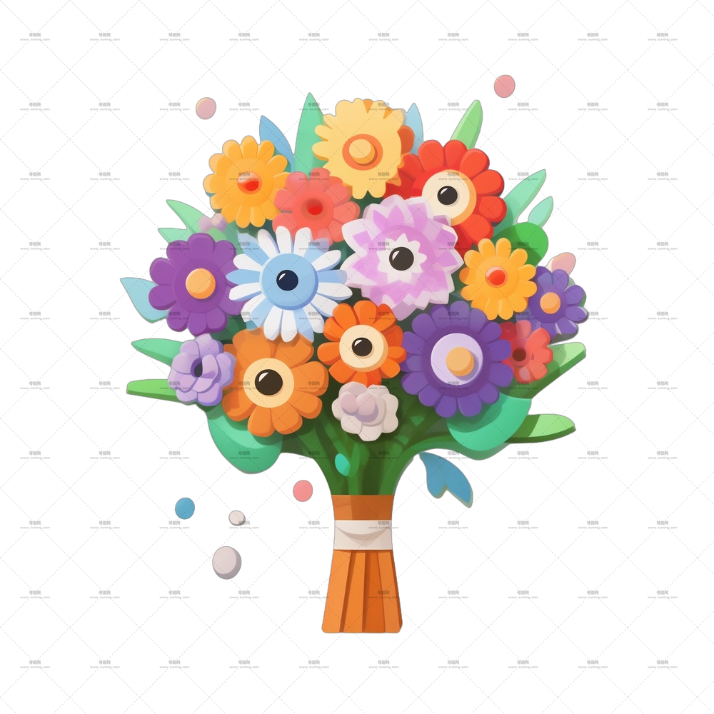 多彩花卉花束PNG免抠图预览图