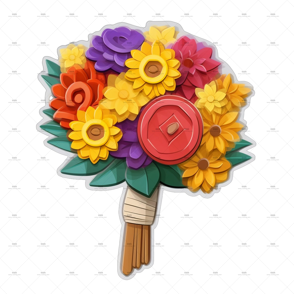 多彩花卉花束PNG免抠图预览图