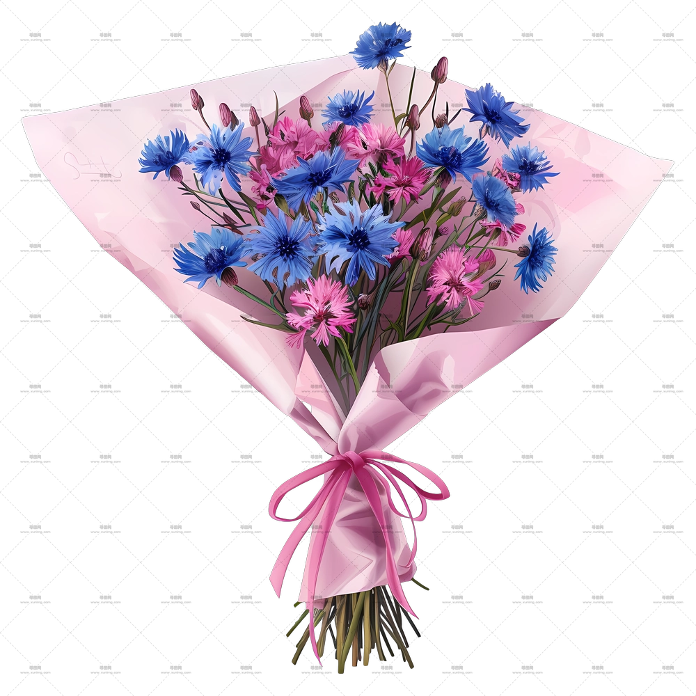 矢车菊花束 – 美丽的花束PNG免抠图预览图