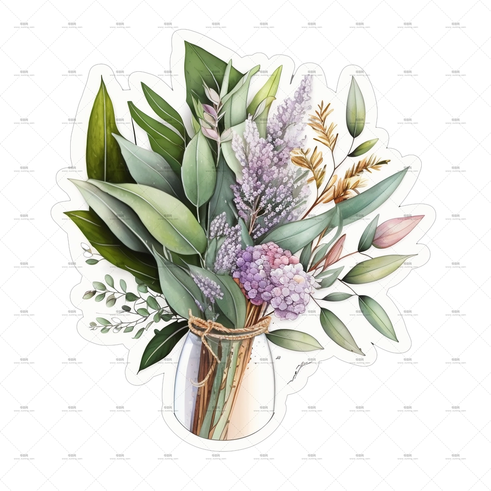 薰衣草 – 花束在花瓶中PNG免抠图预览图