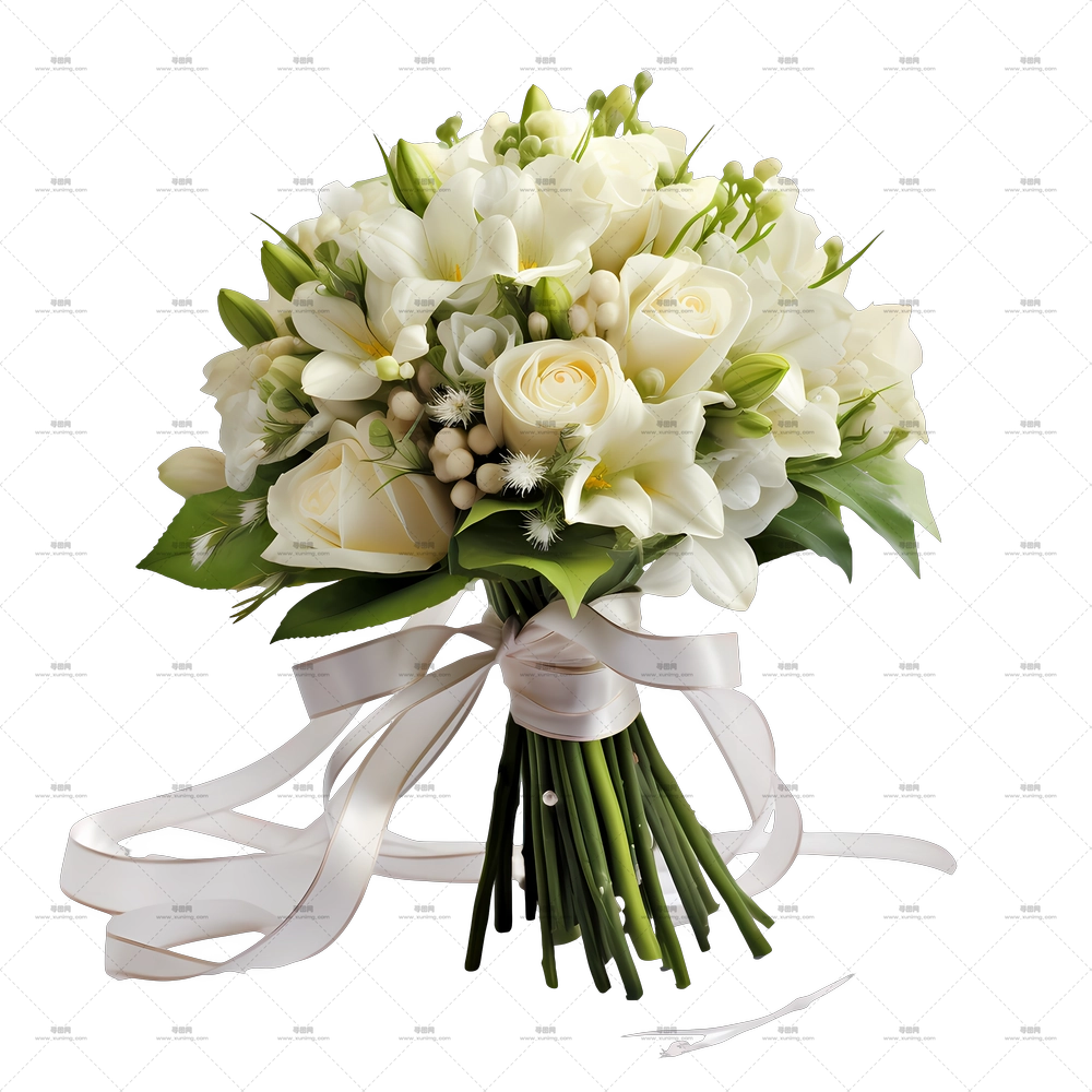 婚礼花束 – 美丽白色花束PNG免抠图预览图