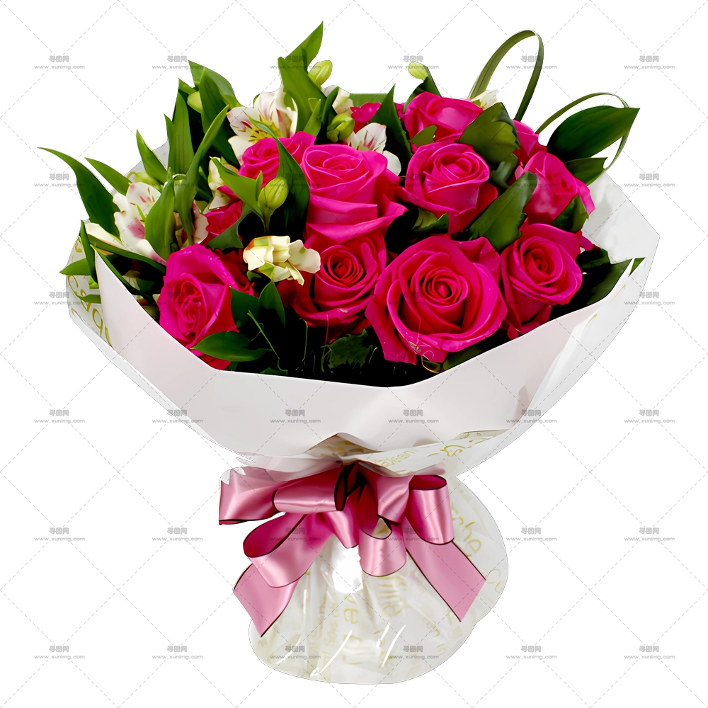 玫瑰 – 粉色玫瑰束PNG免抠图预览图