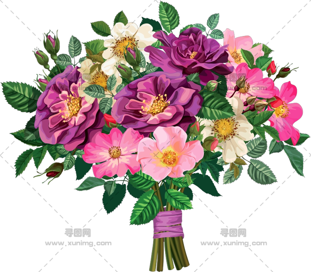 美丽混搭花卉花束PNG免抠图预览图