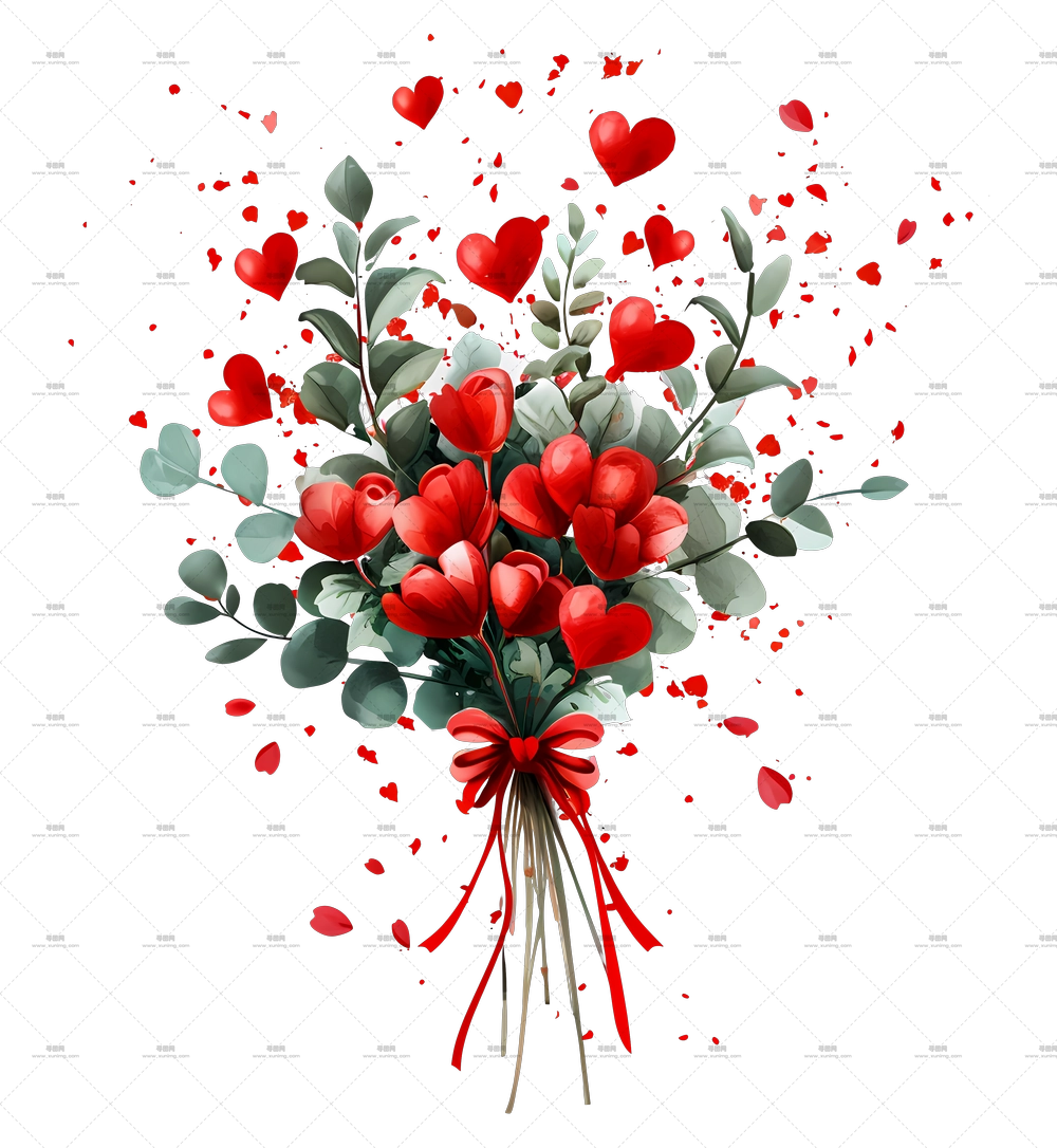 送花服务 – 情人节心形与花束PNG免抠图预览图