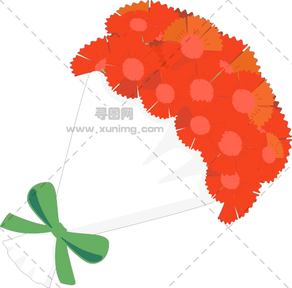 带绿色丝带的红花束PNG免抠图预览图