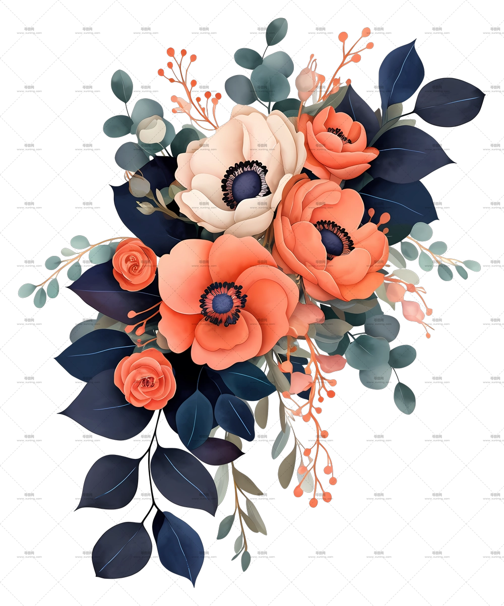 瀑布花束 – 精美的玫瑰花束PNG免抠图预览图