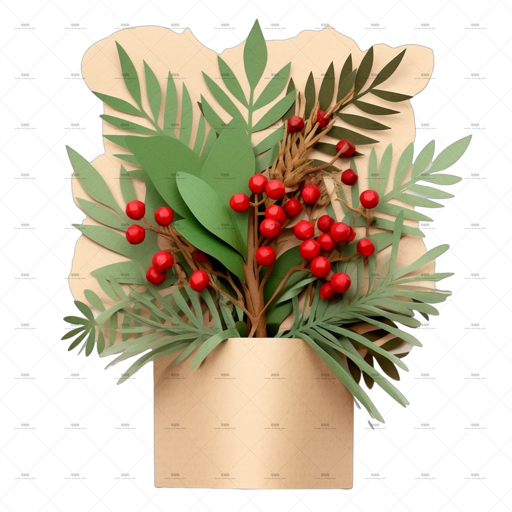 圣诞礼物 – 装饰性花卉花束PNG免抠图预览图