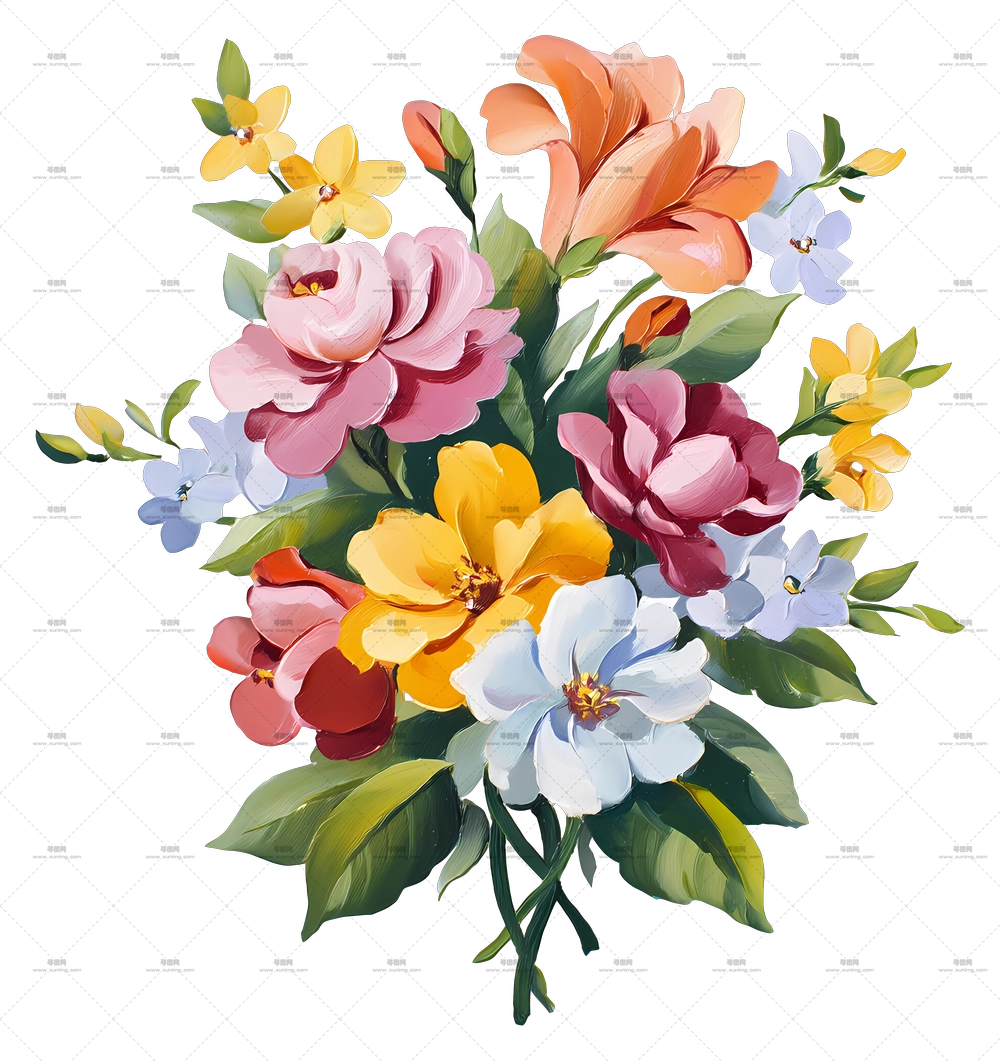 色彩鲜艳的多彩花束PNG免抠图预览图