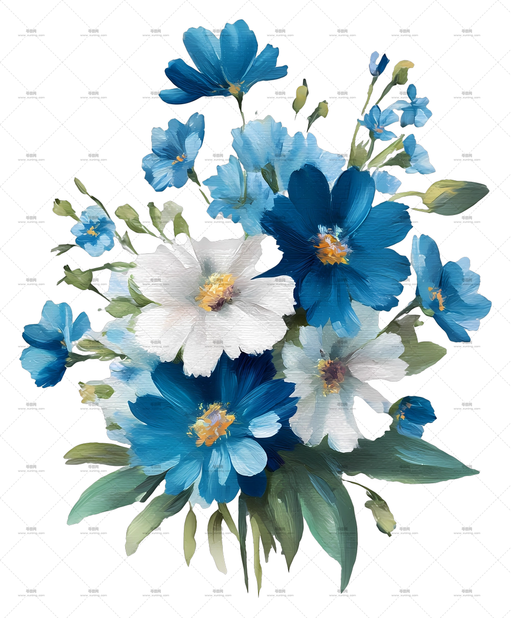 蓝色花束 – 蓝白花卉花束PNG免抠图预览图 蓝色花束 – 蓝白花卉花束PNG免抠图预览图