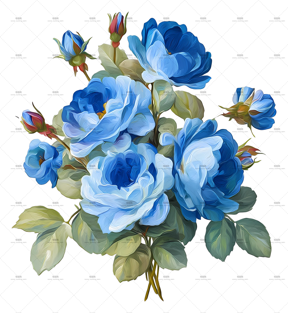 蓝色花束 – 蓝色玫瑰束PNG免抠图预览图