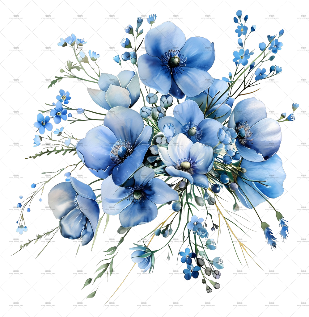 蓝花束 – 美丽的蓝色花束PNG免抠图预览图