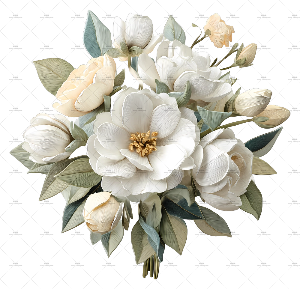 白色花束 – 白色花朵花束PNG免抠图预览图